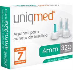 Agulhas para Caneta de Insulina UNIQMED 4mm PACK com 7 Unidades (Compatível com Todas as Canetas Disponíveis no Mercado)